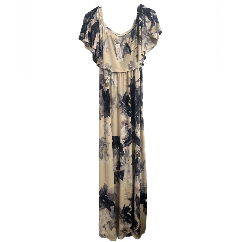 Floral Maxi Dress in Cream and Black
